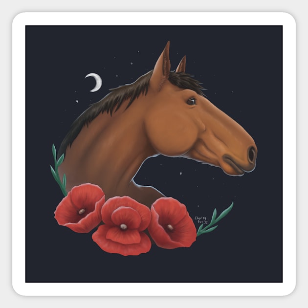 Horse & Poppies Sticker by CharleyFox